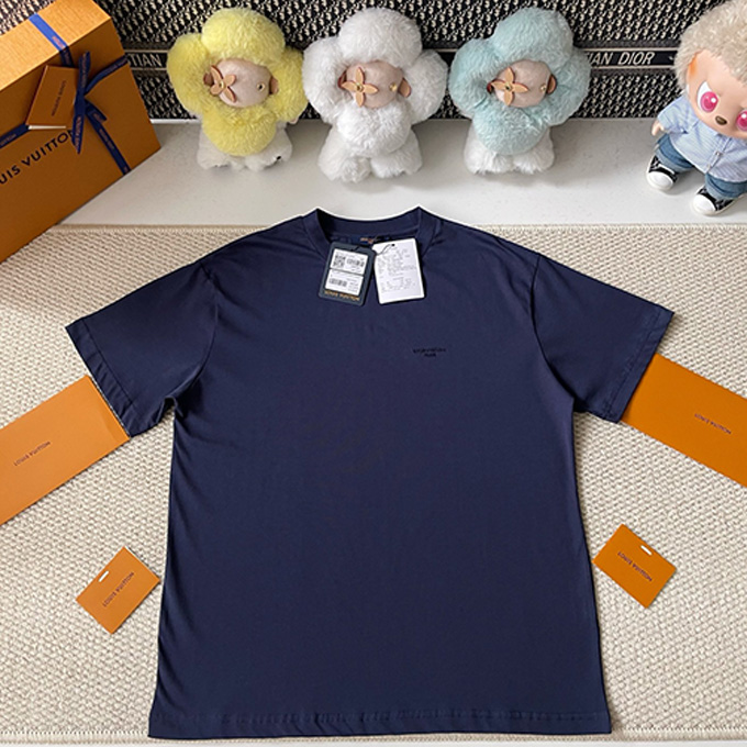 lv louis vuitton subtle embroidered logo cotton short sleeve t shirt